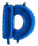 d harfi mavi folya balon 14 inc 38 cm