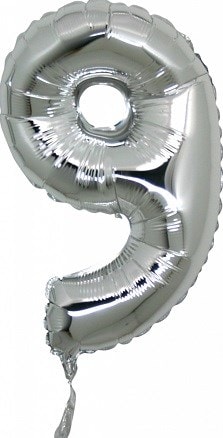dokuz gri gumus rakam numara balon 14 inc folyo balon