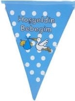 flama hosgeldin bebegim mavi erkek bebek parti malzemesi