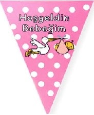 flama hosgeldin bebegim pembe kiz bebek parti malzemesi