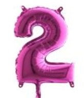 iki fusya ruby rakam numara balon 14 inc folyo balon
