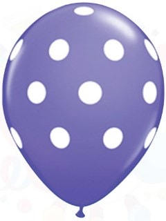 mor zemine beyaz puantiyeli balon