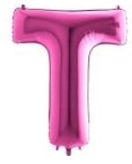 t harfi pembe fusya folyo balon 40 inch 100cm