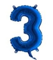uc mavi rakam numara balon 14 inc folyo balon