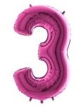 uc rakam pembe fusya folyo balon 40 inch 100cm