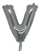 v harfi gumus gri folya balon 14 inc 38 cm