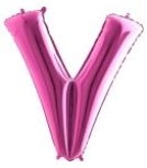v harfi pembe fusya folyo balon 40 inch 100cm